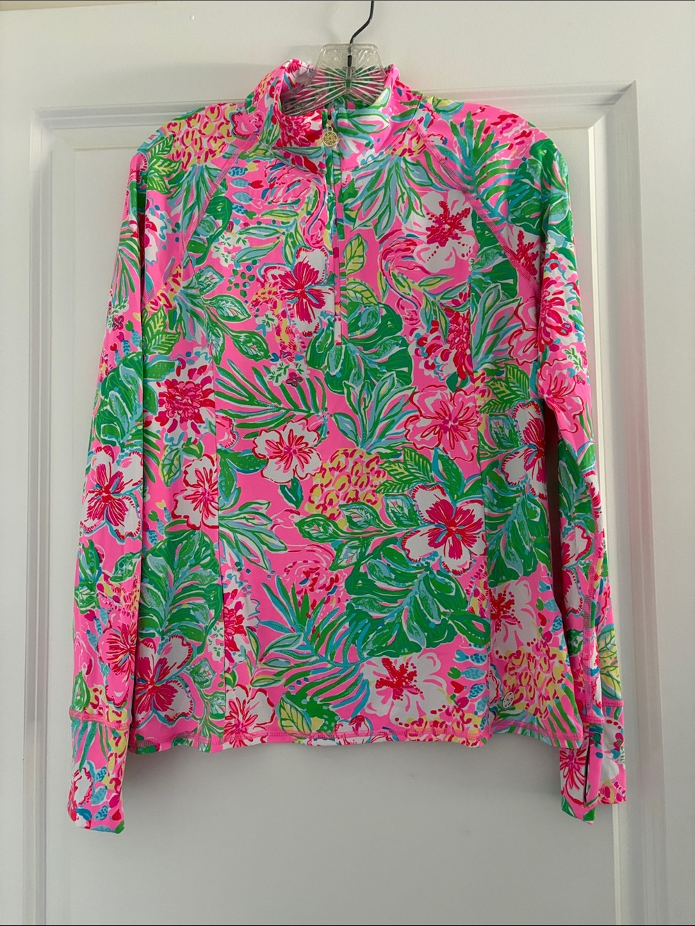 Lilly Pulitzer x Meryl Hot Pink Floral Half-Zip pullover sz S